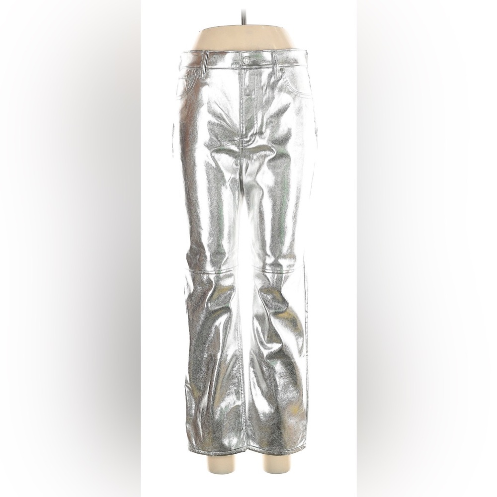 GAP Silver Faux Leather Cheeky Straight High Rise Pants